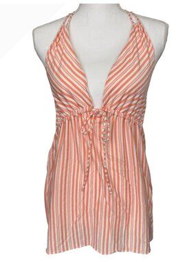 J.Crew Melon Striped Halter Charlotte Top S Tie Front Summer Style Beach Casual